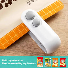 Mini Bag Sealer,2 in 1 USB Rechargeable Chip Bag Sealer Heat Seal Tool,Portable Handheld Vacuum Food Sealer Bag Sealing Machine for Snacks Chips Fresh Storage Snack Bags