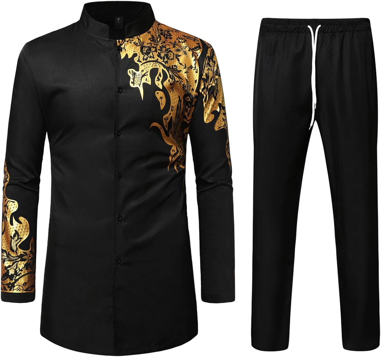 Men's Traditional 2-Piece Suit – Long Sleeve Shirt & Pants for Weddings & Events