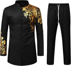 Men's Traditional 2-Piece Suit – Long Sleeve Shirt & Pants for Weddings & Events