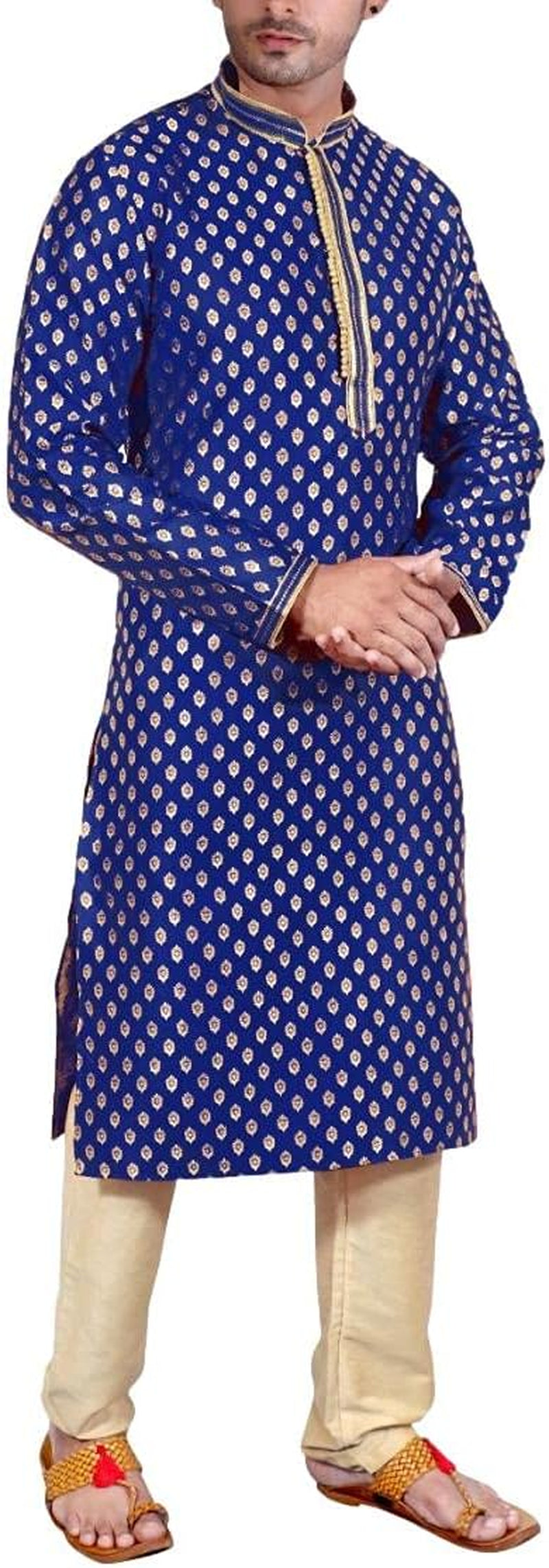 Men'S Blue Kurta Pajama Set Wedding Kurta Pyjama Indian Party Suit