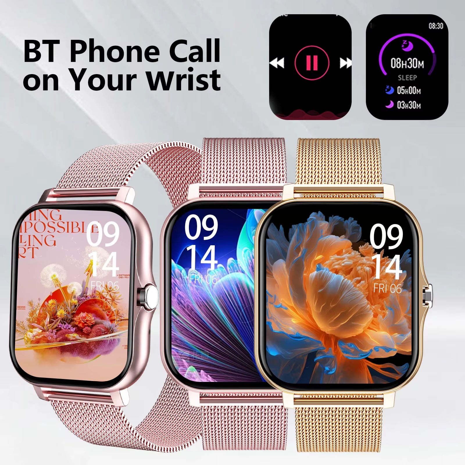 Smart Watch Wireless Calling/Dial Sport Mode Calling Reminder and Rejection Fitness Monitoring for Iphone/Andriod