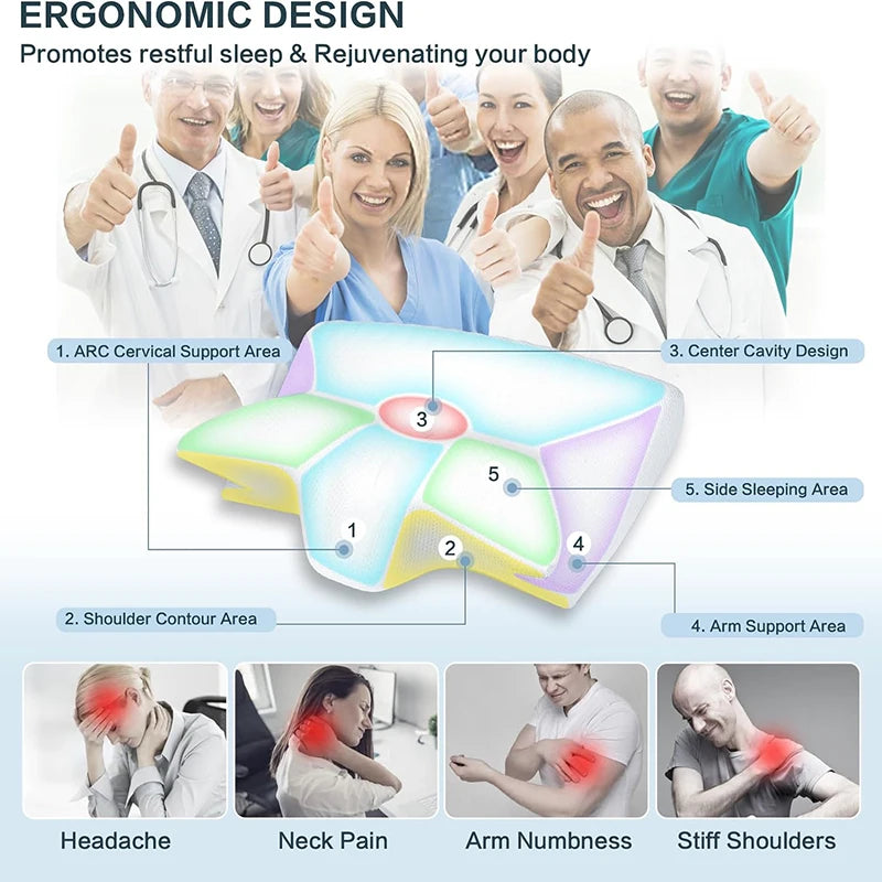 2-in-1 Memory Foam Neck Pillow – Ergonomic Support for Pain Relief