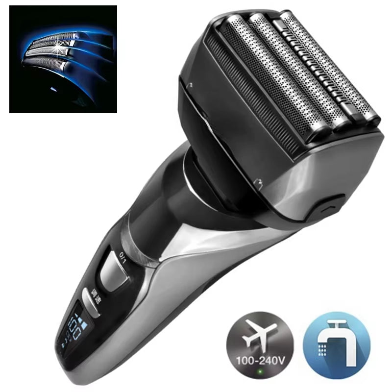 Original 4-Blade Rechargeable Electric Shaver for Men - Facial Wet Dry Shaving Razor with 3-Speed, Washable Machine