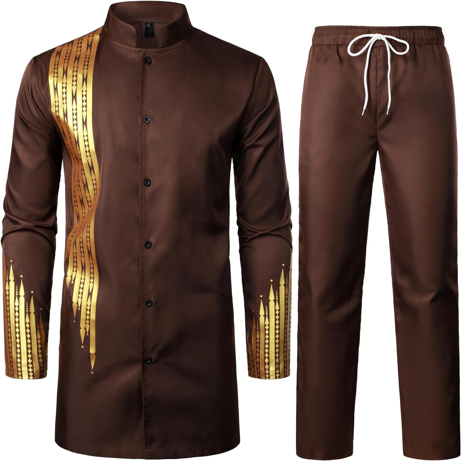 Men's Traditional 2-Piece Suit – Long Sleeve Shirt & Pants for Weddings & Events