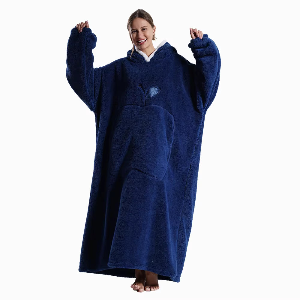 Extra Long Hooded Sweatshirts Women Wearable Blanket Hoodie