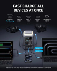 C300 DC Power Bank Station, Outdoor 288Wh (90,000Mah), Portable Power Station, Lifepo4 Battery, 300W Solar Generator