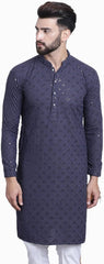 Men'S Pure Cotton Sequence Only Long Kurta