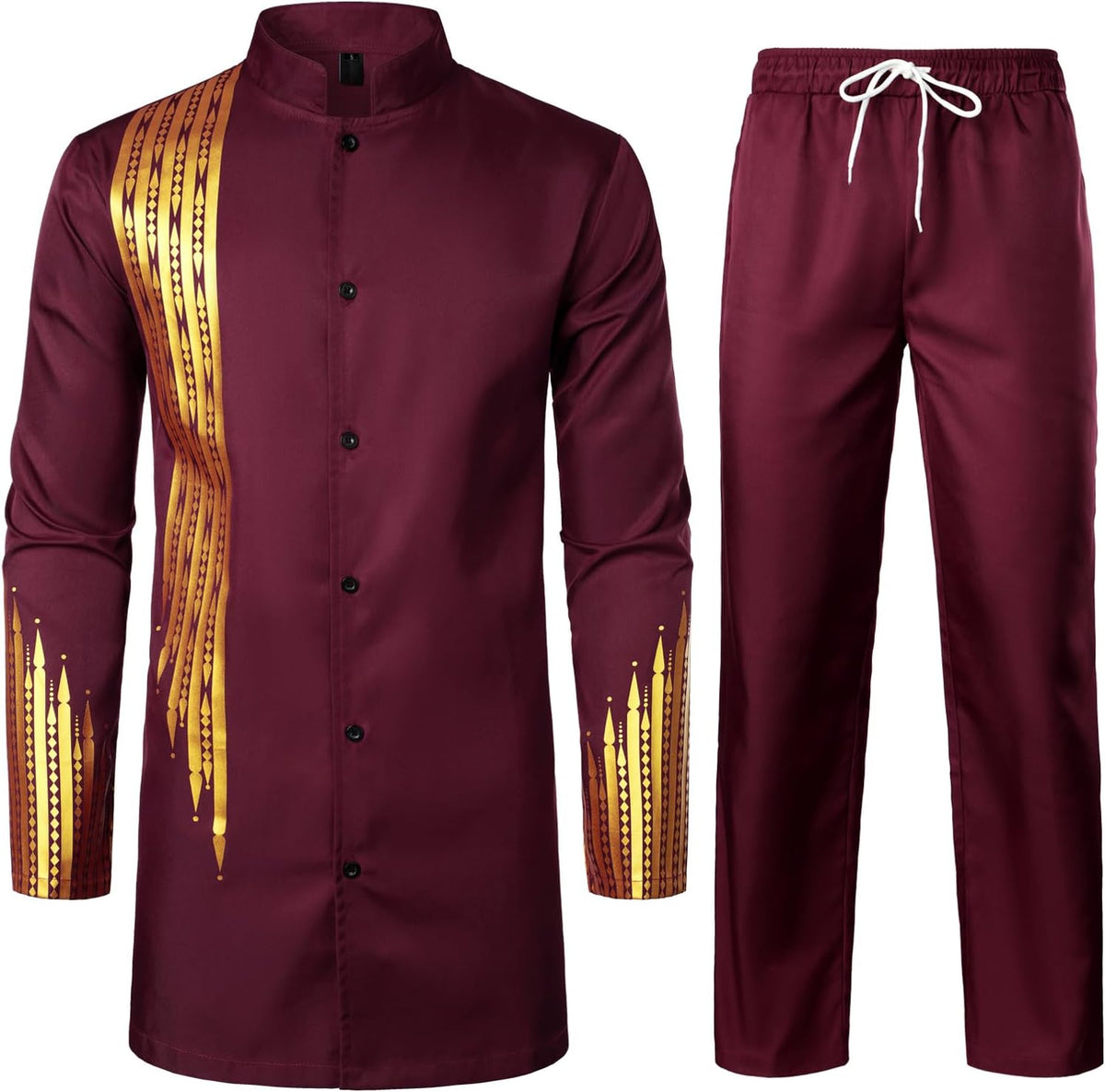 Men's Traditional 2-Piece Suit – Long Sleeve Shirt & Pants for Weddings & Events
