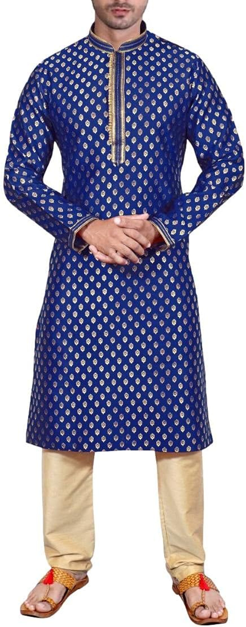 Men'S Blue Kurta Pajama Set Wedding Kurta Pyjama Indian Party Suit