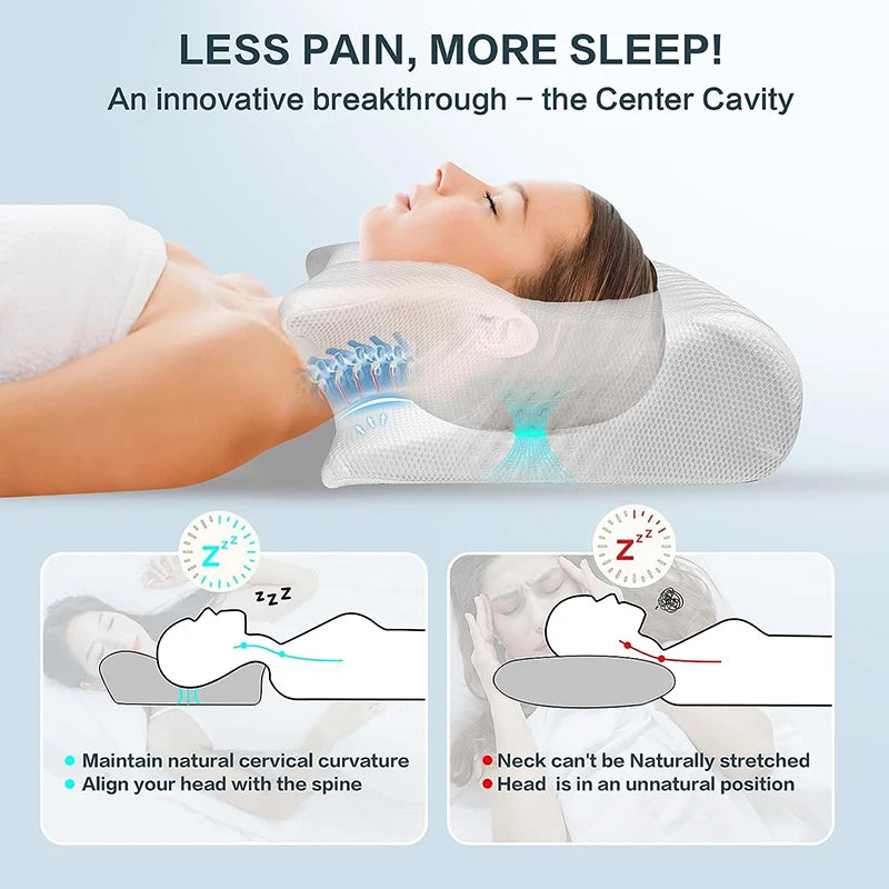 2-in-1 Memory Foam Neck Pillow – Ergonomic Support for Pain Relief