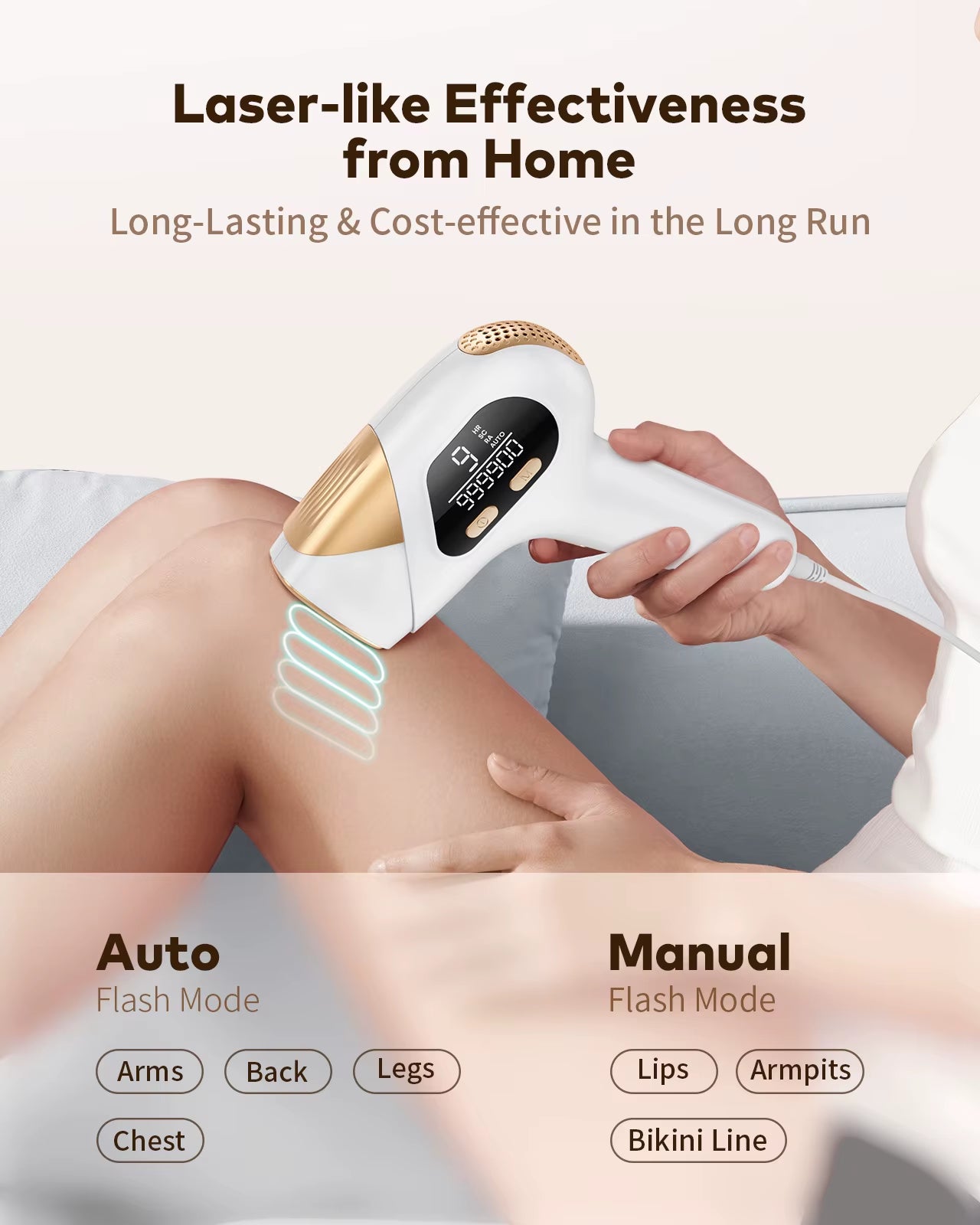 Laser Hair Removal IPL 3-In-1 Effective Hair Removal Device 9 Levels 999,900 Light Pulses Women Men Full Body Treatment Home Use