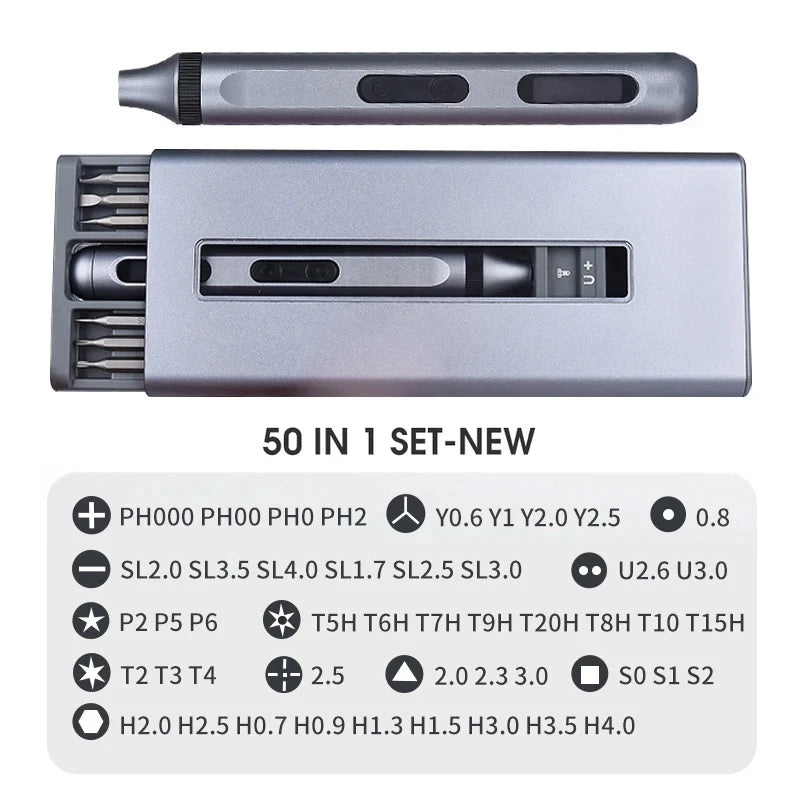 52 in 1 Electric Precision Screwdriver Kit with 48 Magnetic Drill Bits LED Cordless Repair Tool for Camera PC iPhone Watch