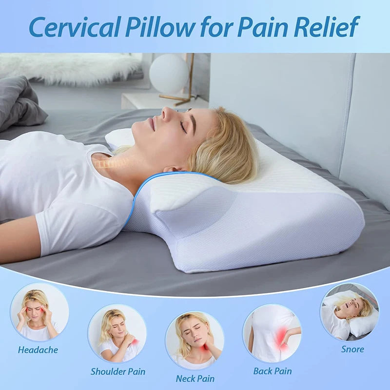 2-in-1 Memory Foam Neck Pillow – Ergonomic Support for Pain Relief