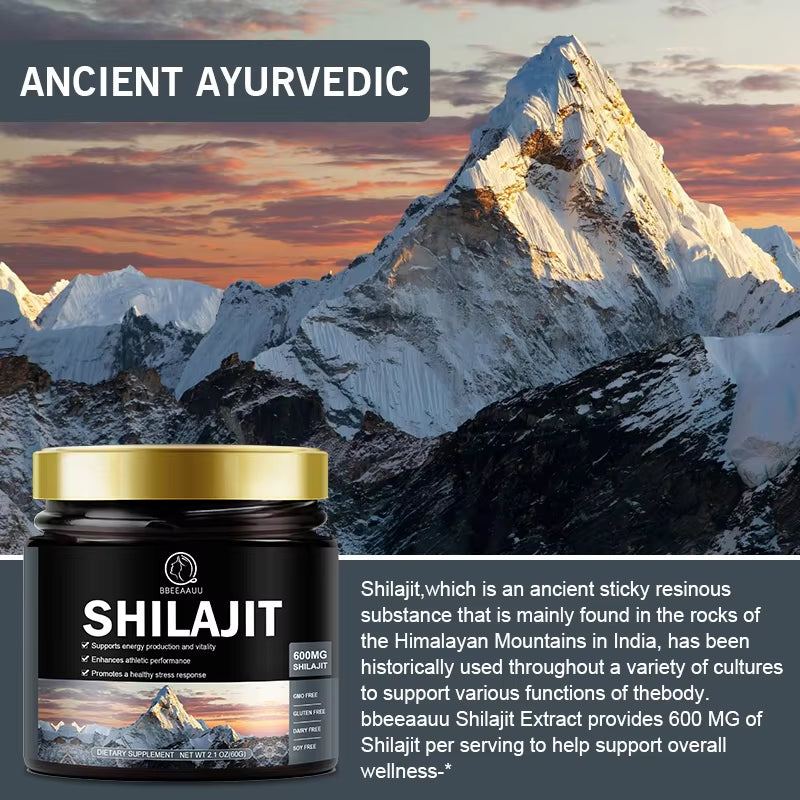 60G 100% Himalaya Pure Shilajit Resin Original Mineral Health Supplement Non-Gmo Brain Memory Cognitive Energy Health