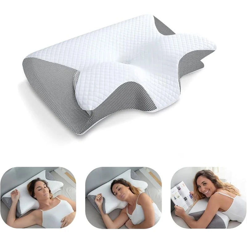 2-in-1 Memory Foam Neck Pillow – Ergonomic Support for Pain Relief