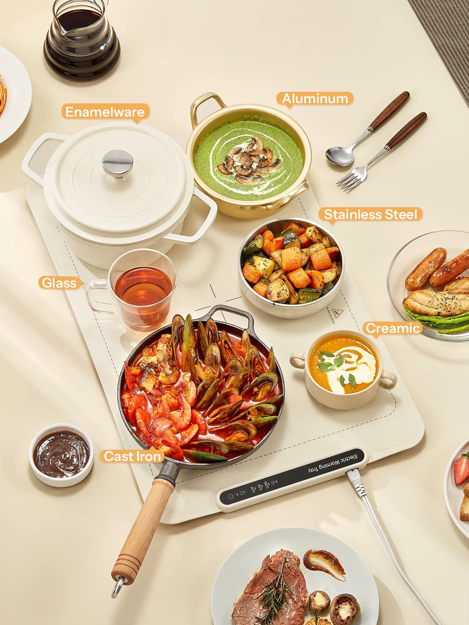 Food Warming Mat - Electric Warming Tray with 6 Temperature Settings and 6 Hours Timer, Full Surface Heating Food Warmer, Premium Silicone Heating Tray for Gatherings, Parties