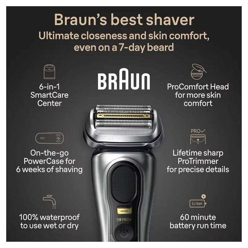 Braun Series 9 PRO+ Electric Shaver with PowerCase, 6-in-1 SmartCare Center, ProComfort Head, 9599cc