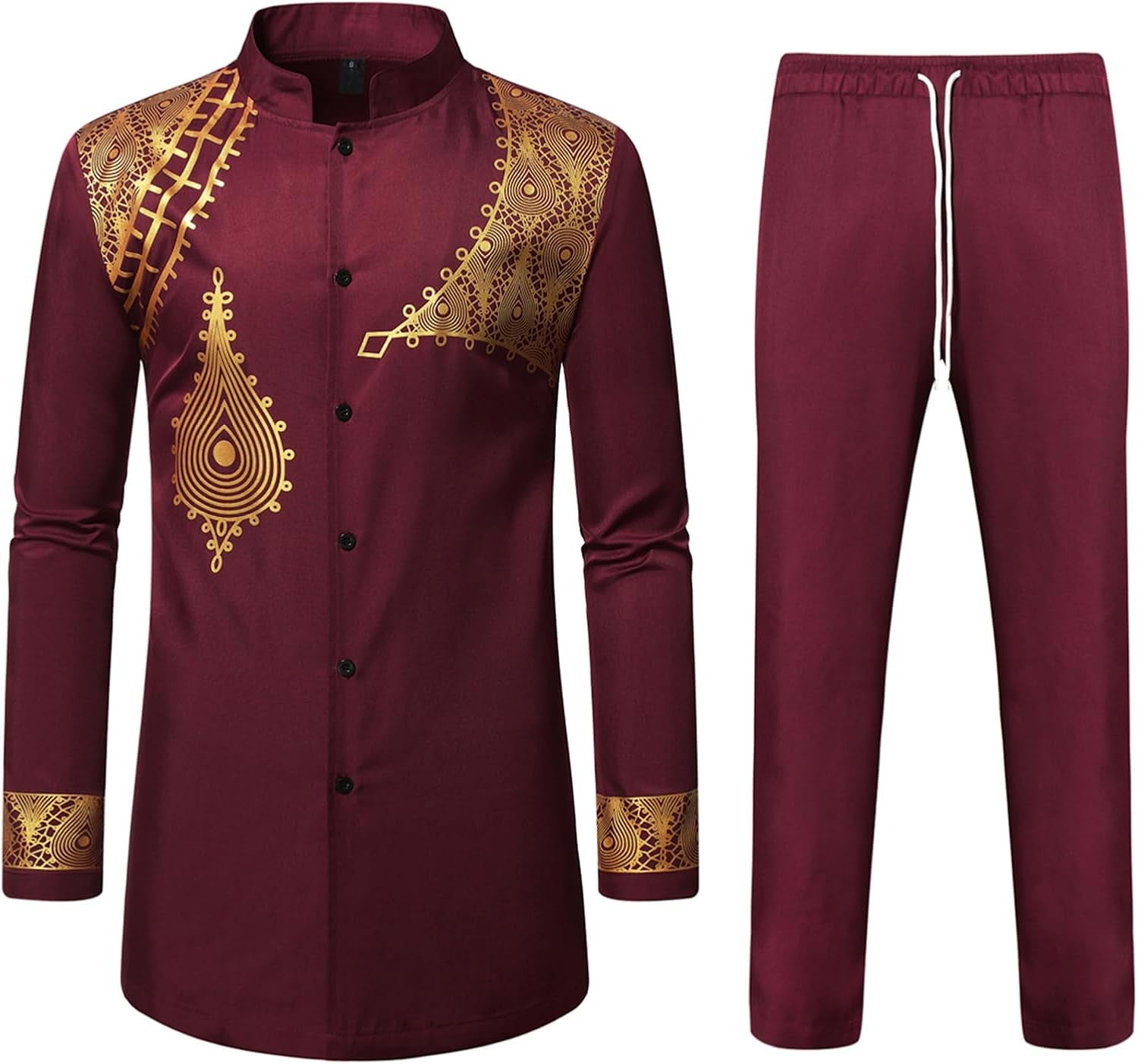 Men's Traditional 2-Piece Suit – Long Sleeve Shirt & Pants for Weddings & Events