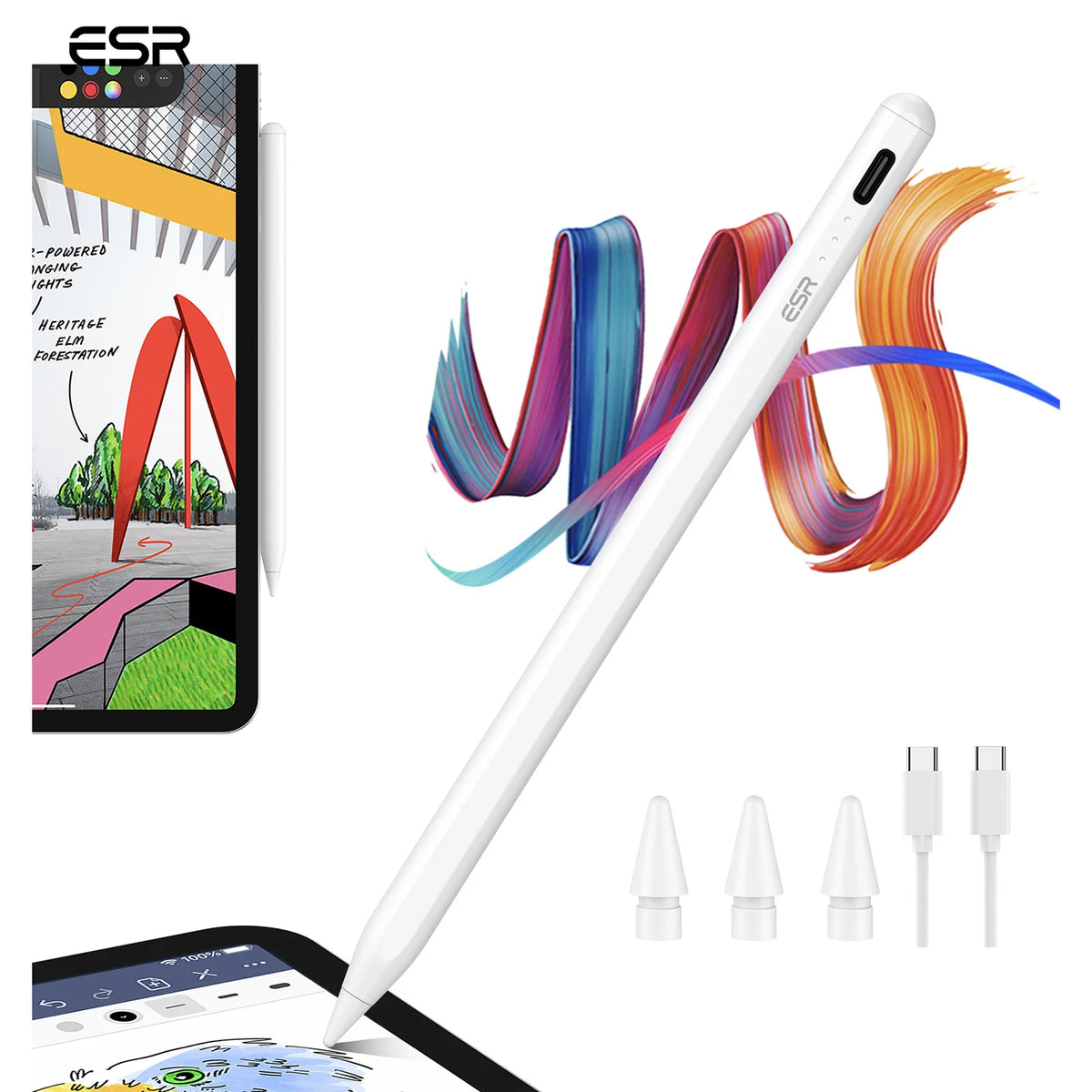 Stylus Pen for Ipad 2018-2022 Ipad Pro 12.9/11 Inch with Tilt Sensitivity Palm Rejection Compatible with Ipad Air 5/4 Ipad