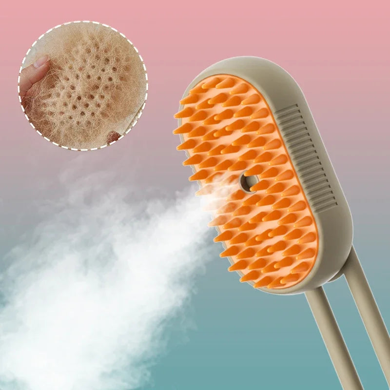 3-in-1 Electric Steamy Pet Brush – Massage, De-tangle & Groom Cats & Dogs