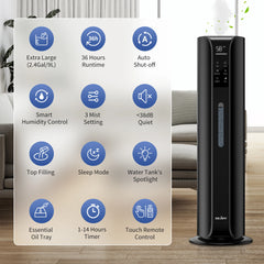 Sejoy 9L Cool Mist Humidifier with Remote & Essential Oil Diffuser