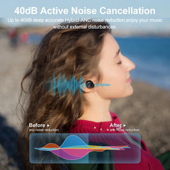 HT07 ANC Wireless Earphones 40Db Noise Cancelling TWS Earbuds 6 Mic AI HD Call Bluetooth 5.2 Hifi Headphone 32H Playback