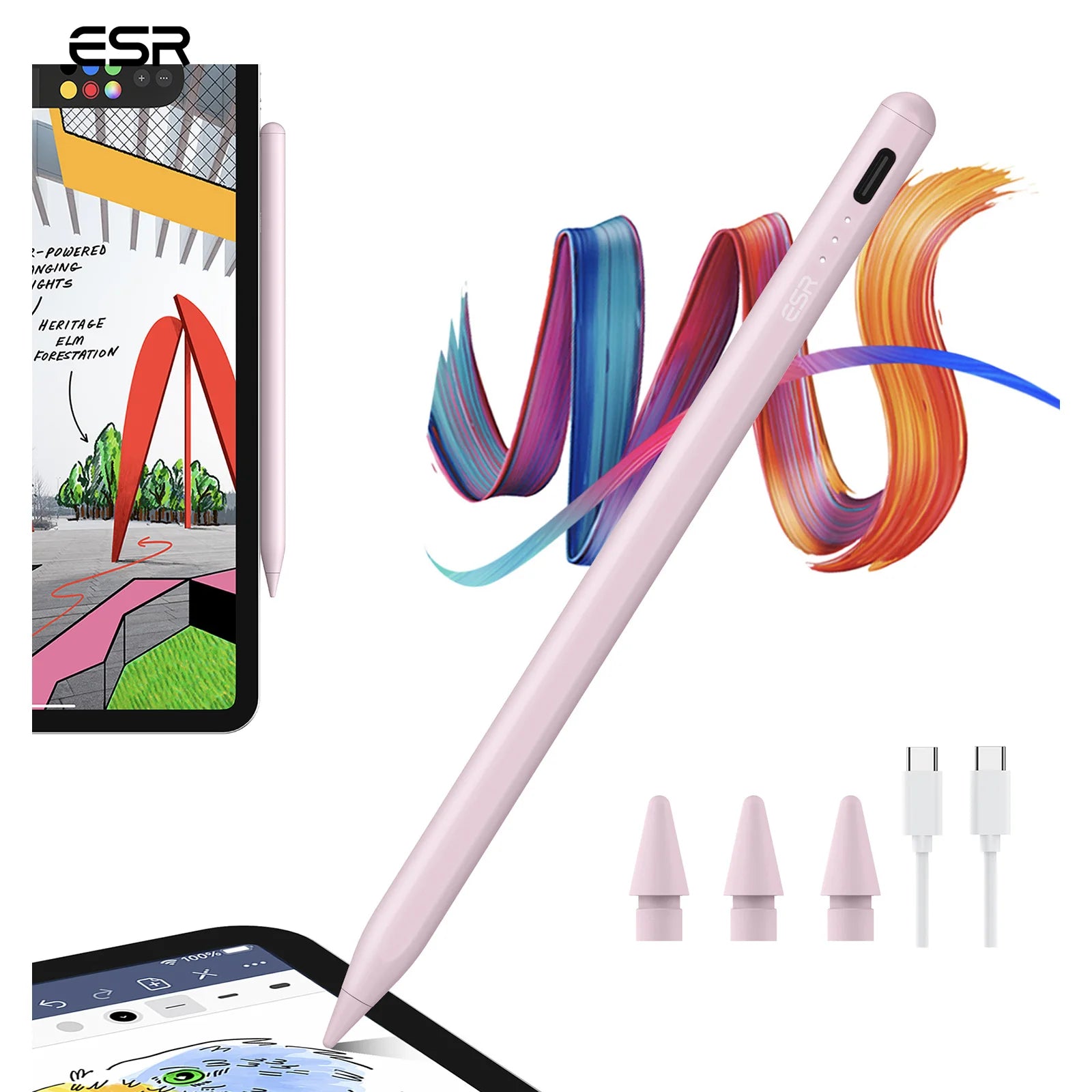 Stylus Pen for Ipad 2018-2022 Ipad Pro 12.9/11 Inch with Tilt Sensitivity Palm Rejection Compatible with Ipad Air 5/4 Ipad