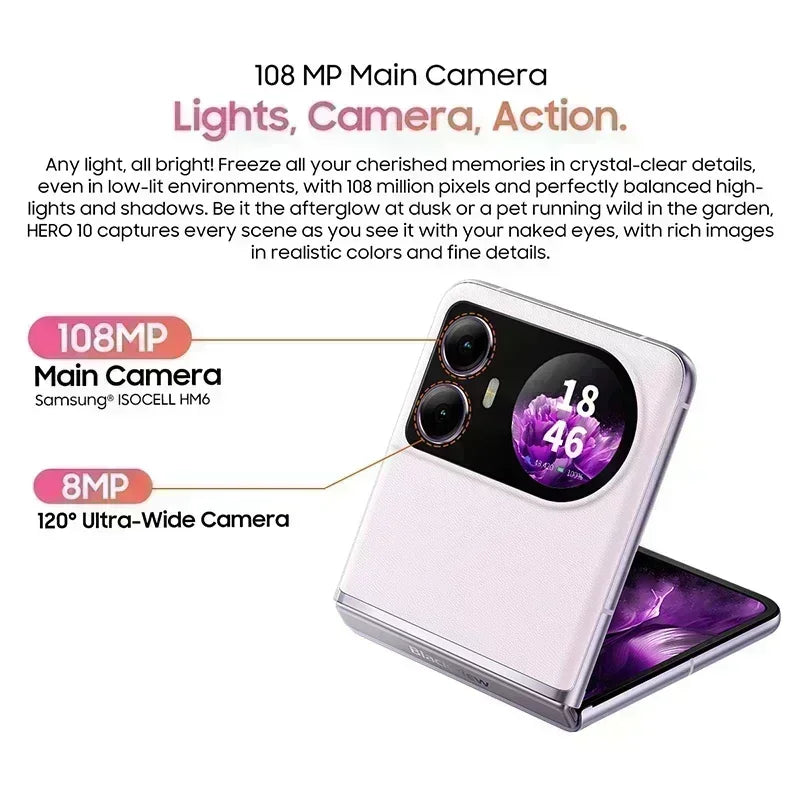 HERO 10 Smartphone 6.9 Inch AMOLED Folding Display 108MP Camera 12GB 256GB
