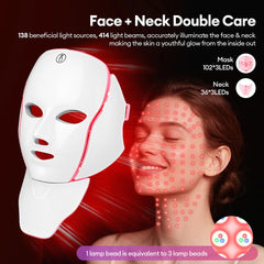 7-Color Wireless LED Face & Neck Beauty Mask – Anti-Aging, Skin Tightening & Repair Therapy