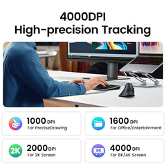 Vertical Mouse Wireless Bluetooth5.0 2.4G Ergonomic 4000DPI 6 Mute Buttons for Macbook Tablet Laptops Computer PC Mice