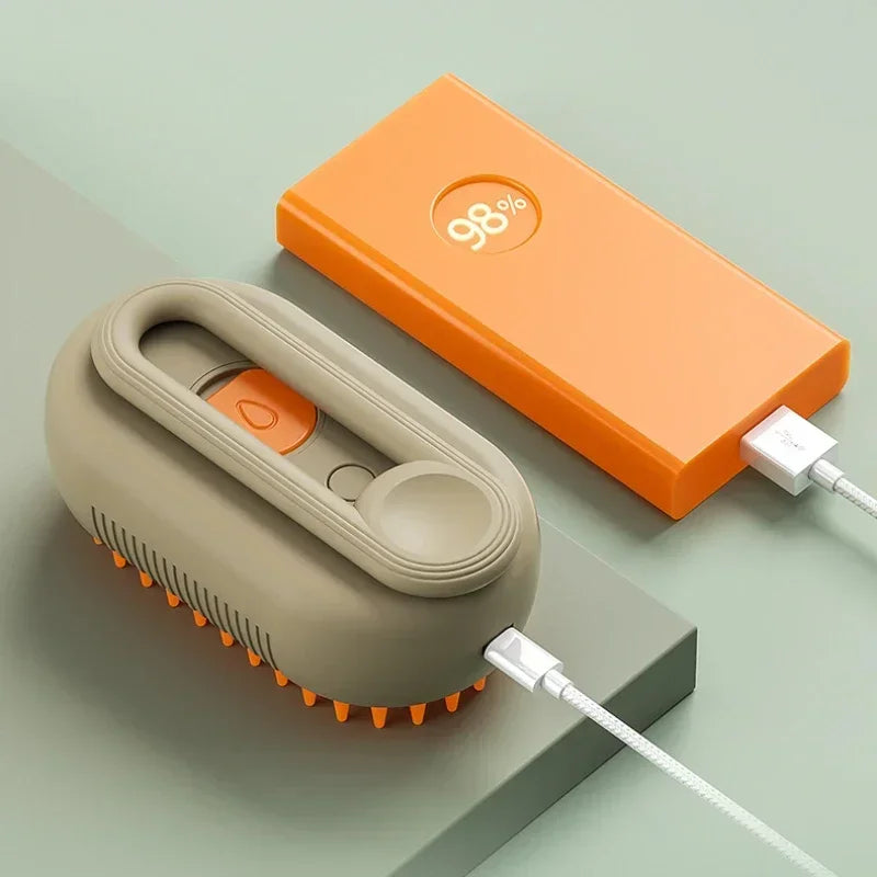 3-in-1 Electric Steamy Pet Brush – Massage, De-tangle & Groom Cats & Dogs