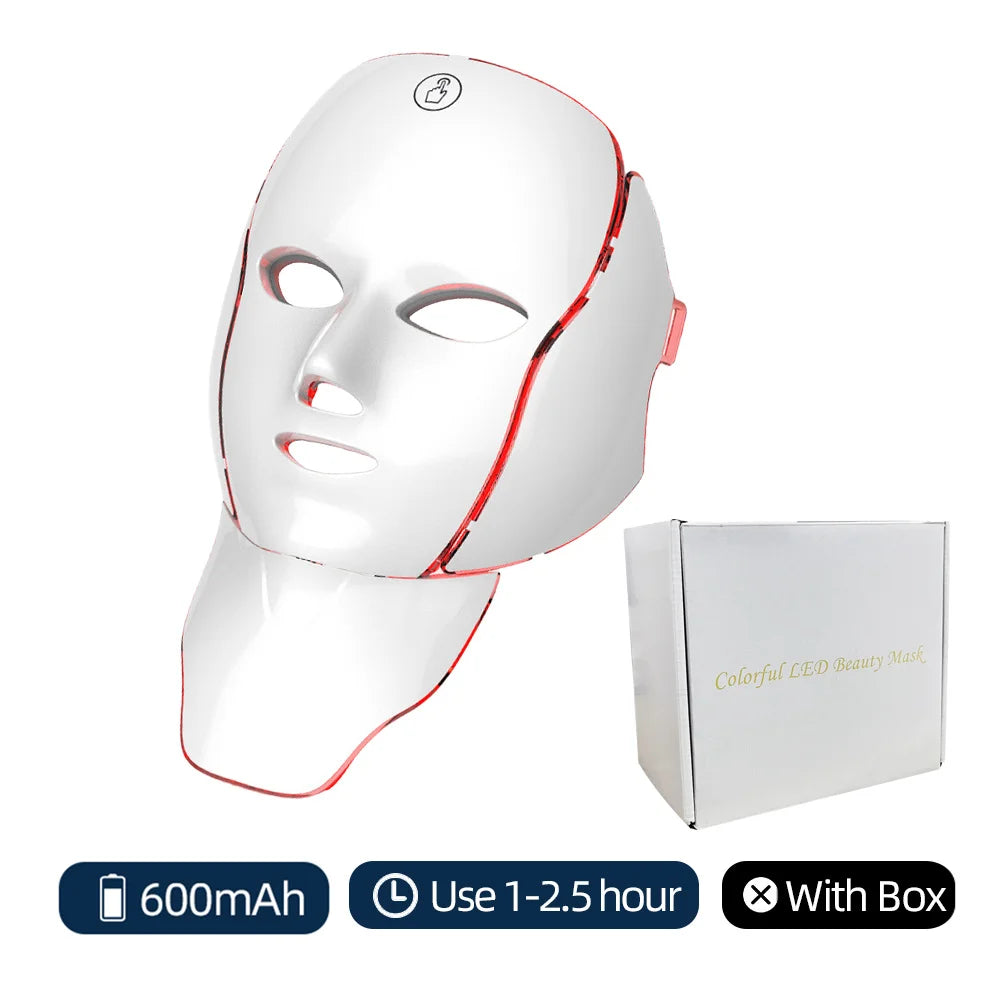 7-Color Wireless LED Face & Neck Beauty Mask – Anti-Aging, Skin Tightening & Repair Therapy