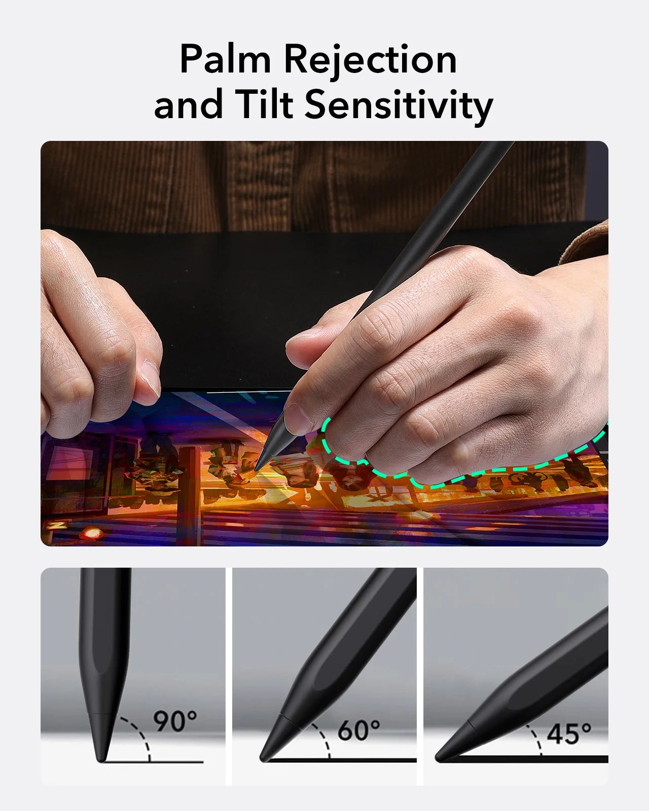 Stylus Pen for Ipad 2018-2022 Ipad Pro 12.9/11 Inch with Tilt Sensitivity Palm Rejection Compatible with Ipad Air 5/4 Ipad