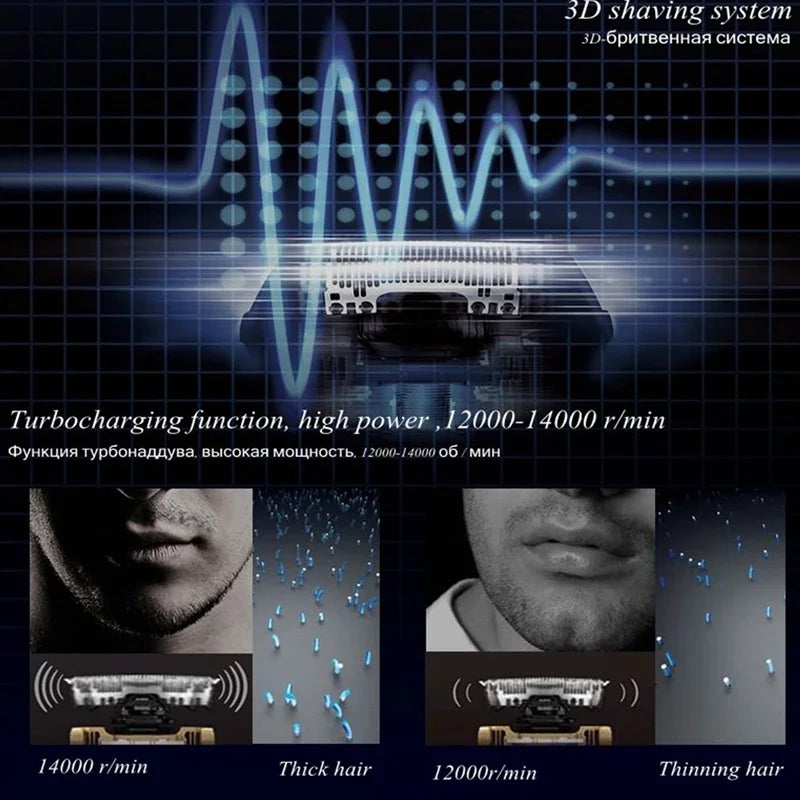Original 4-Blade Rechargeable Electric Shaver for Men - Facial Wet Dry Shaving Razor with 3-Speed, Washable Machine