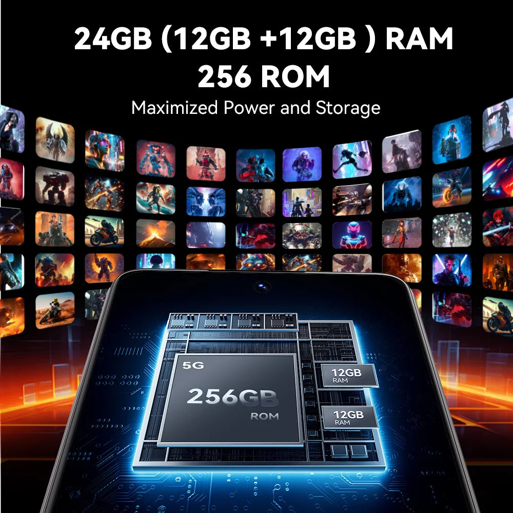 CUBOT MAX 5 5G Cell Phone Unlocked, 24GB+256GB Android 14 Phone, 6.95" FHD+ 144Hz Display, 100MP+32MP Camera, MediaTek 8200 4nm Processor Gaming Phones, 5100mAh Battery(33W) Smartphone, Dual SIM/NFC
