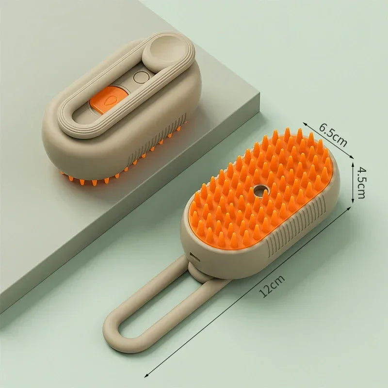 3-in-1 Electric Steamy Pet Brush – Massage, De-tangle & Groom Cats & Dogs