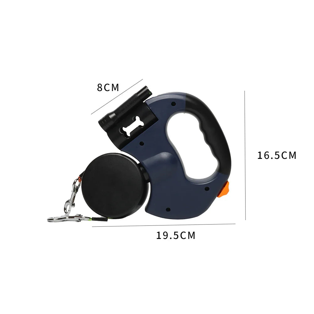 Two Dog Reflective Retractable Pet Leash – 360 Degree Zero Tangle Patent - Two Dogs Each up to 50 lbs and 10ft. Reflective Orange and Green Leads. Dual Locking