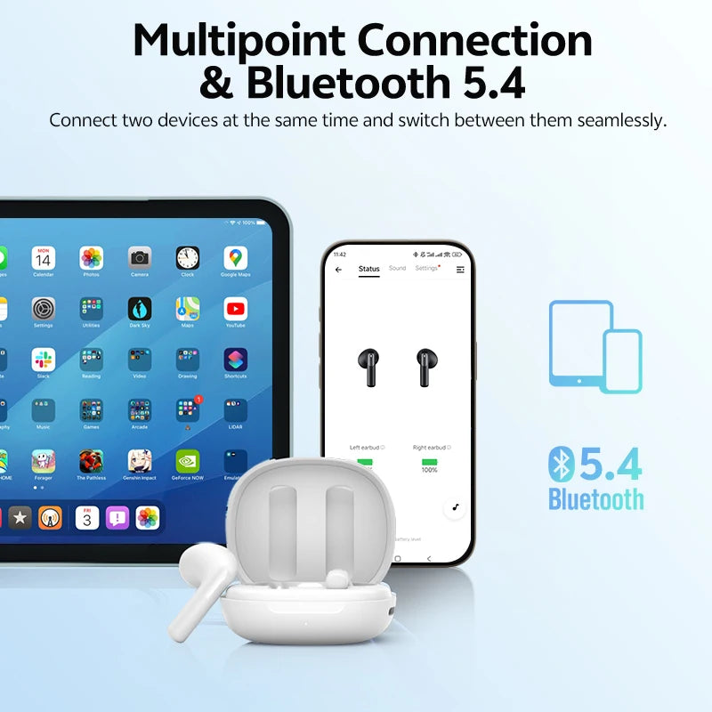 Ailybuds E10 Wireless Earphones Hi-Res Audio with LDAC Codec Headphones Bluetooth 5.4 Spatial Sound TWS Earbuds 13Mm Driver