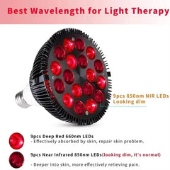 18 LEDs Light Red Light Therapy Device Therapy Lamp with Adjustable Socket for Skin and Relief, 660nm& 850nm Near Infrar