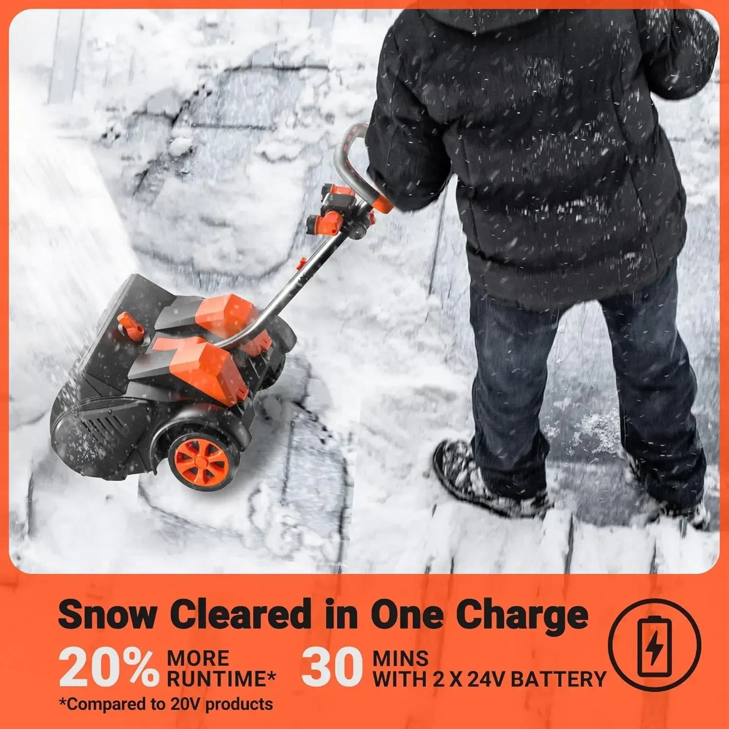 VOLTASK Cordless Snow Shovel with Wheels, 48V | 16-Inch | 4-Ah Brushless Cordless Snow Blower, Battery Snow Blower with Directional Plate & LED Lights (2 * 24V Battery & Dual Quick Charger Included)