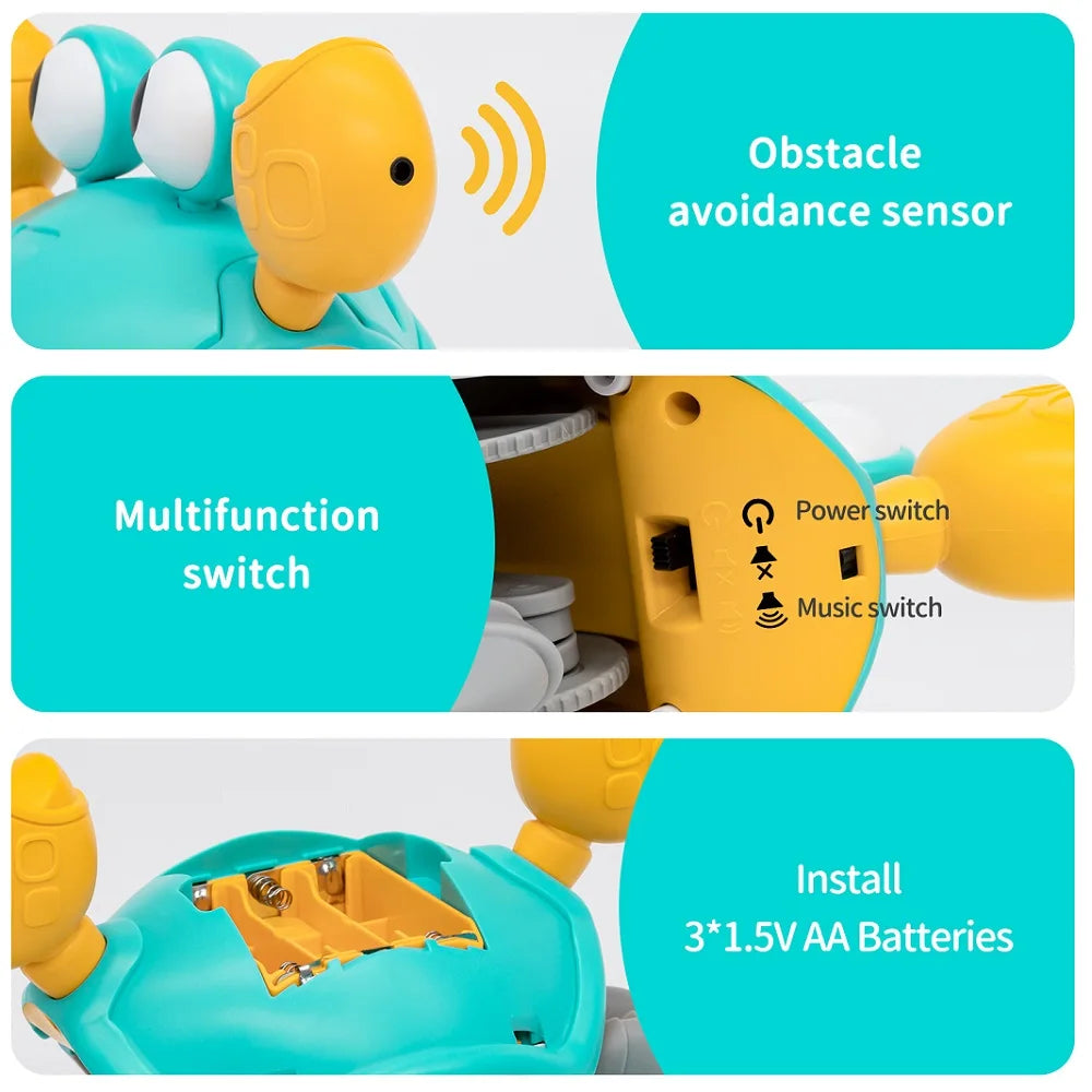 Crawling Crab Baby Toys with Light up, Musical Interactive Toddler Moving Toys for Babies,Toddlers and Kids
