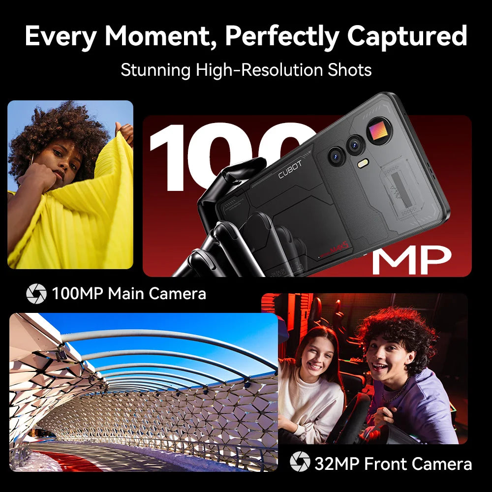 CUBOT MAX 5 5G Cell Phone Unlocked, 24GB+256GB Android 14 Phone, 6.95" FHD+ 144Hz Display, 100MP+32MP Camera, MediaTek 8200 4nm Processor Gaming Phones, 5100mAh Battery(33W) Smartphone, Dual SIM/NFC