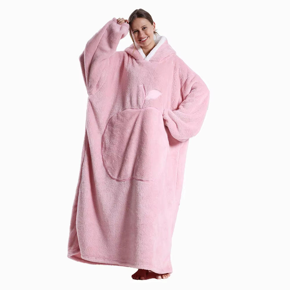 Extra Long Hooded Sweatshirts Women Wearable Blanket Hoodie