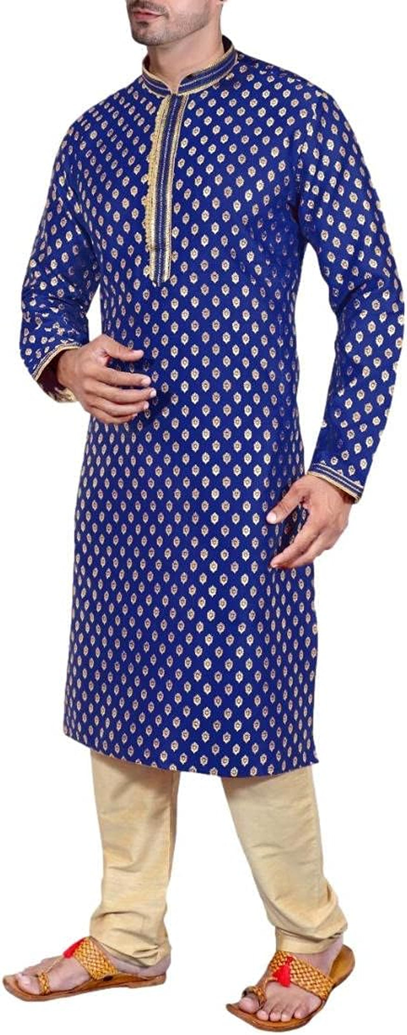 Men'S Blue Kurta Pajama Set Wedding Kurta Pyjama Indian Party Suit