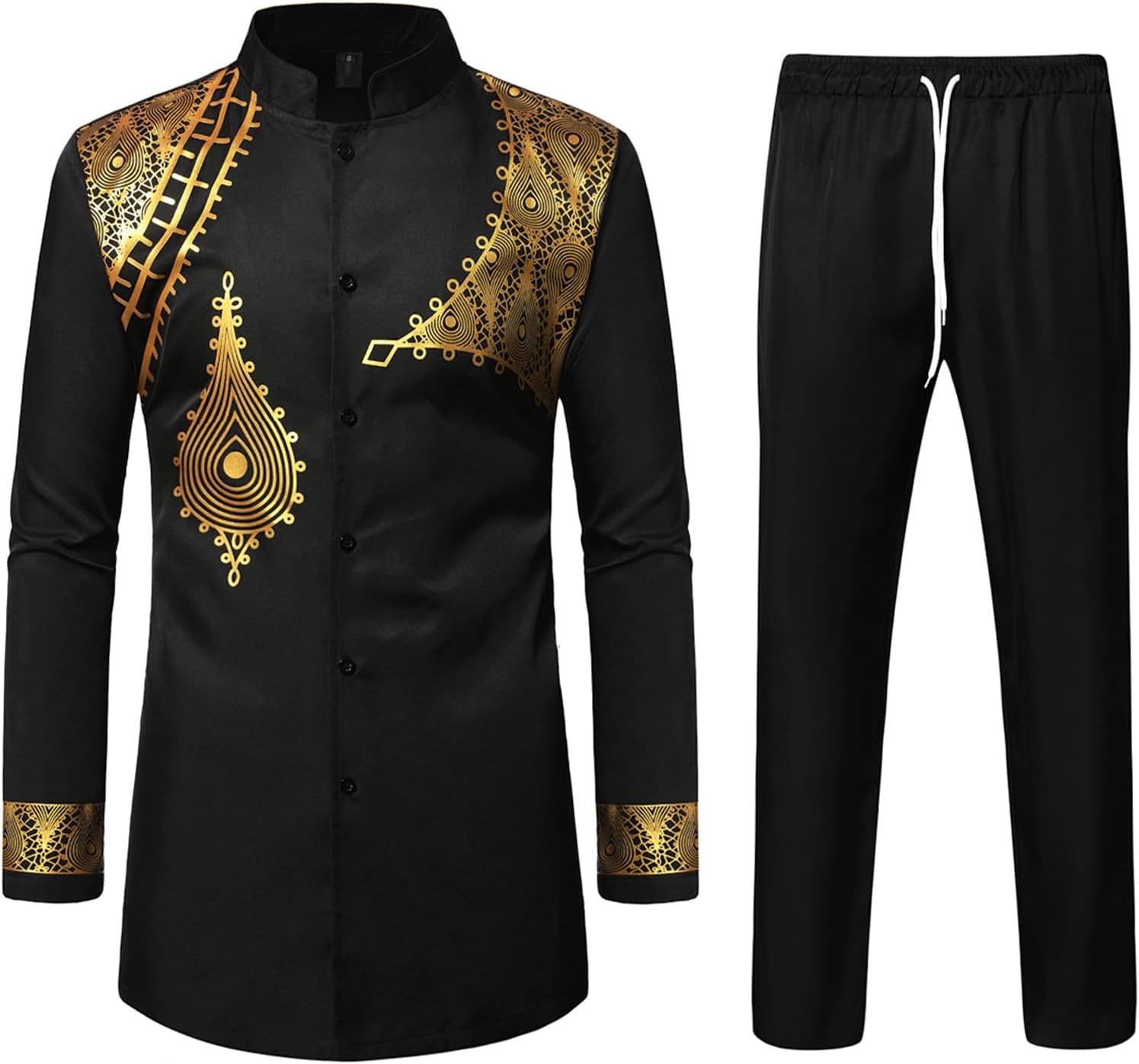 Men's Traditional 2-Piece Suit – Long Sleeve Shirt & Pants for Weddings & Events