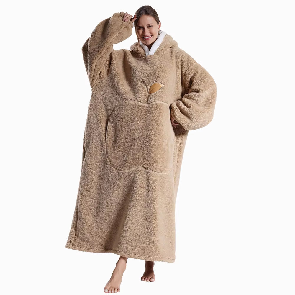 Extra Long Hooded Sweatshirts Women Wearable Blanket Hoodie
