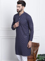 Men'S Pure Cotton Sequence Only Long Kurta