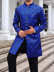 Men's Royal Ethnic Sherwani Blazer – Shiny Mandarin Collar Wedding & Party Wear