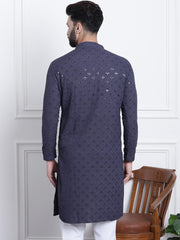 Men'S Pure Cotton Sequence Only Long Kurta