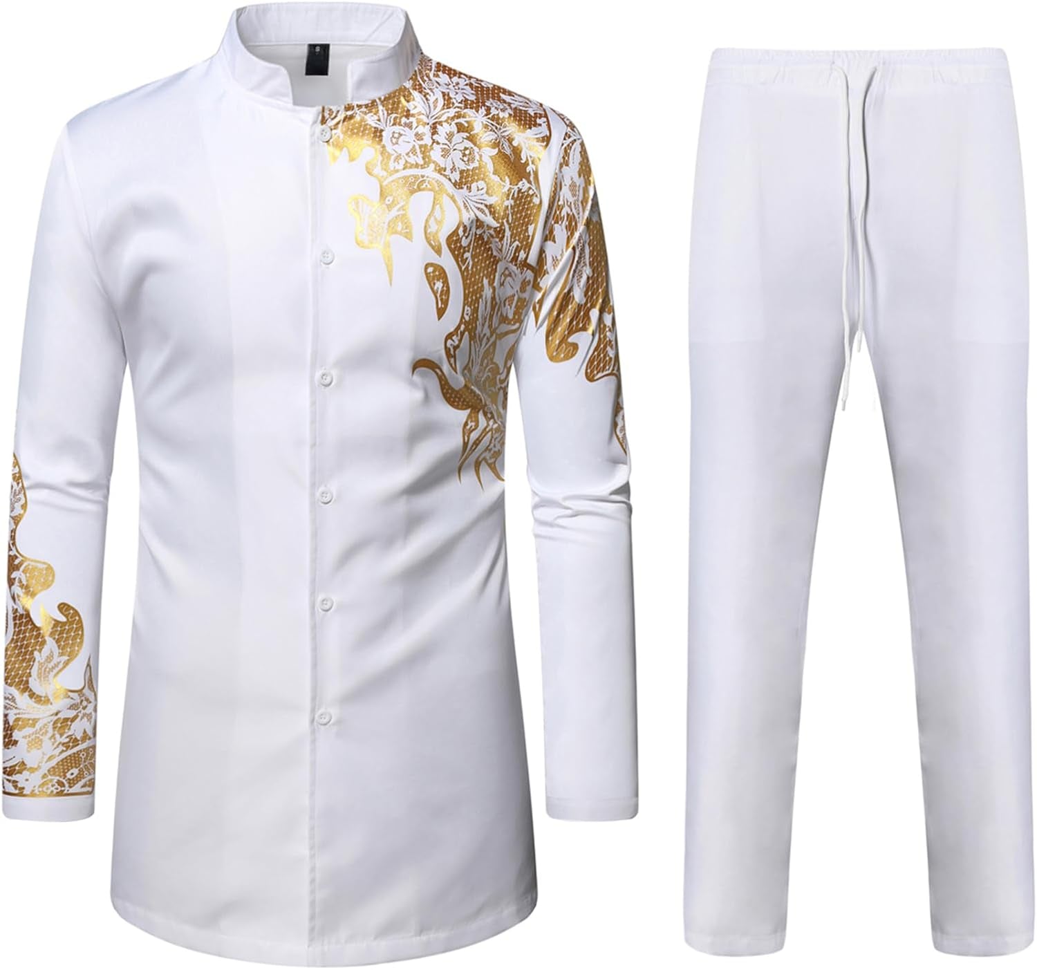 Men's Traditional 2-Piece Suit – Long Sleeve Shirt & Pants for Weddings & Events